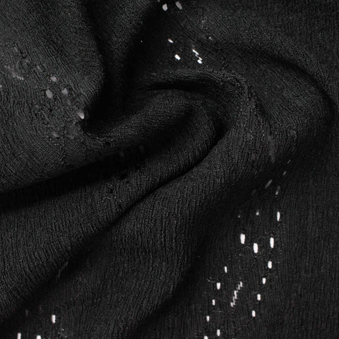 Black Wavy-Line Crepe, Polyester