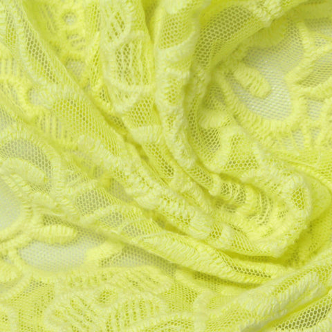Yellow Floral Mesh, Cotton-Nylon