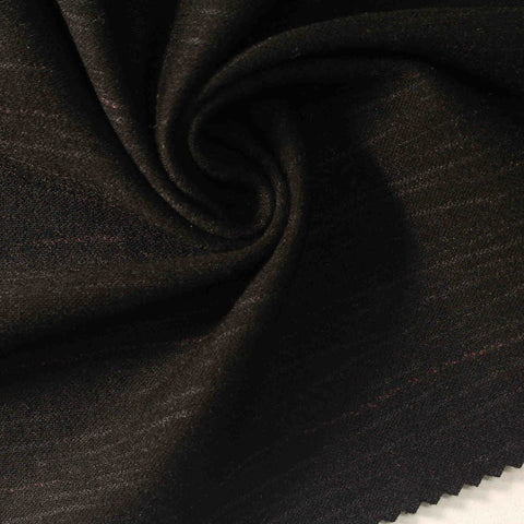 Dark Red Horizontal-Stripe Interlock Knit, Viscose-Nylon