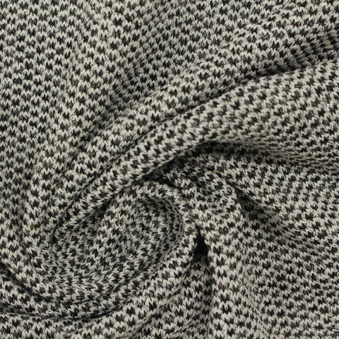 Black Geometric Piqué Knit, Polyester, 204 gsm