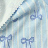 Blue Vertical-Stripe Rib Knit, Polyester — photo 3