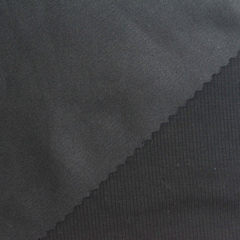 Viscose Polyester Stretch Scuba Knit Fabric, 282 gsm, 174 cm — Black