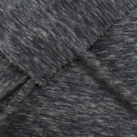 Light Grey Marl Rib Knit, Polyester, 310 gsm, 112 cm
