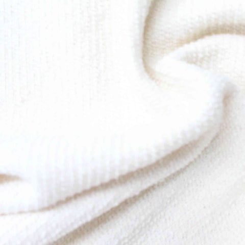 Cotton Polyester Chunky Knit Fabric, 310 gsm, 150 cm — White