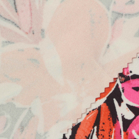 Orange Floral Linen-Look, Polyester, 260 gsm