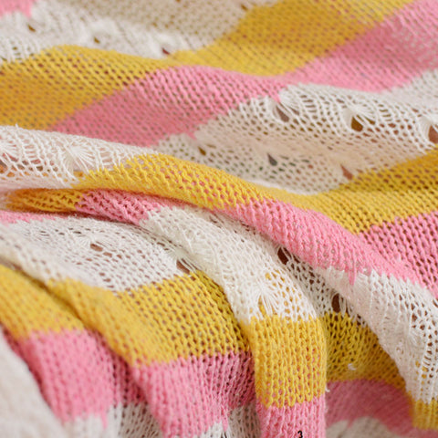 Yellow Horizontal-Stripe Knit, Poly-Cotton, 260 gsm