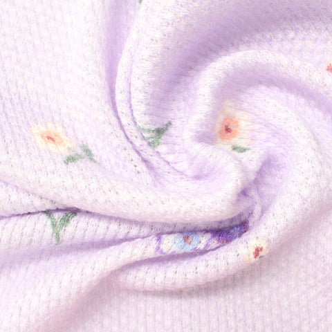 Purple Floral Waffle Knit, Poly-Viscose