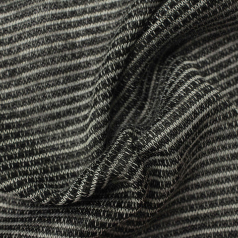Dark Grey Horizontal-Stripe Chunky Knit, Polyester, 170 gsm
