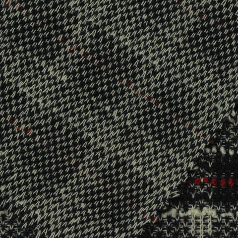 White Horizontal-Stripe Bouclé, Cotton-Poly