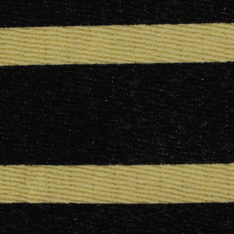 Black Horizontal-Stripe Jersey Knit, Poly-Metallic