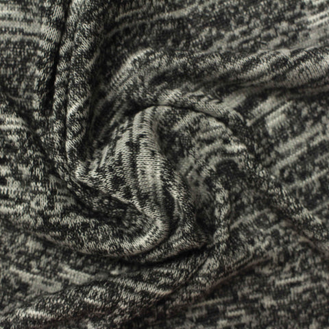 Black Heathered-Marl Chunky Knit, Viscose-Poly, 155 gsm