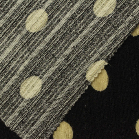 Light Beige Dots Rib Knit, Polyester