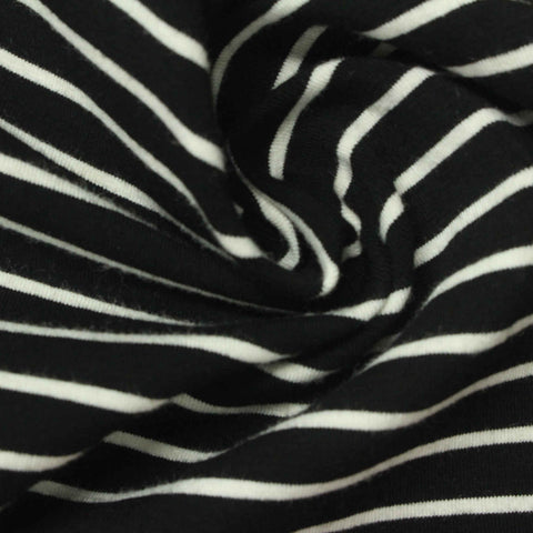 Black Horizontal-Stripe Jersey Knit, 349 gsm