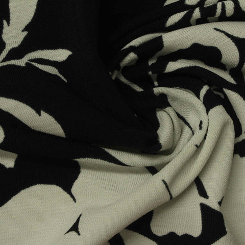 Cream Floral Linen-Look, Viscose, 165 gsm