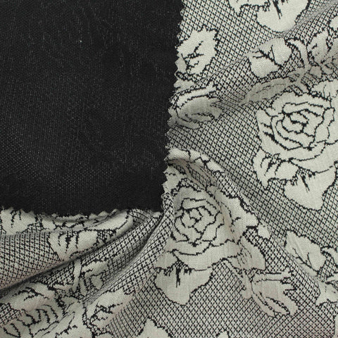 White Floral Jacquard, Viscose-Poly