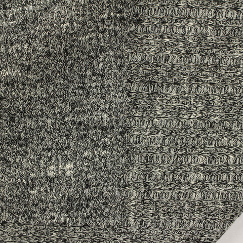 Black Heathered-Marl Rib Knit, Poly-Viscose, 250 gsm, 165 cm