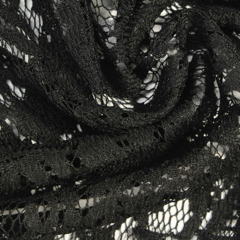 Black Floral Lace, Cotton-Nylon, 115 cm