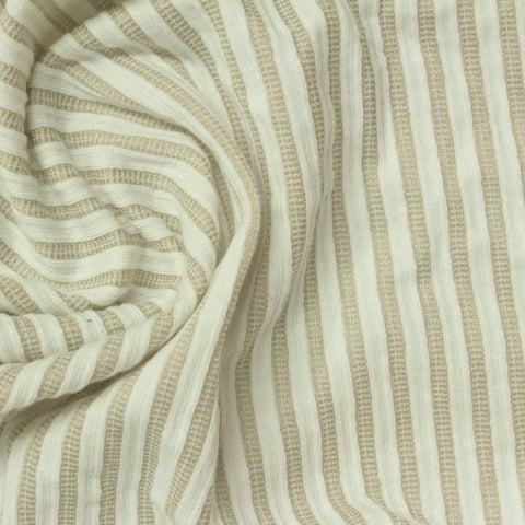Light Beige Stripe Jersey Knit, Poly-Cotton