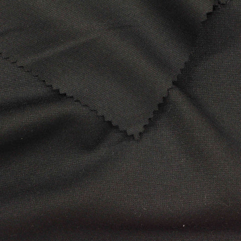 Polyester Viscose Stretch Ponte Knit Fabric, 307 gsm — Black