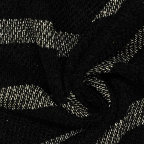 Black Horizontal-Stripe Chenille, Polyester, 290 gsm