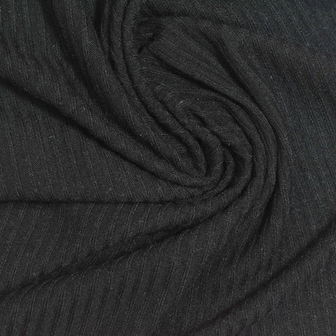 Dark Grey Pinstripe Rib Knit, Viscose, 200 gsm