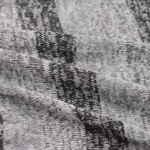 Marled Grey Horizontal-Stripe Chunky Knit, Poly-Viscose, 136 gsm