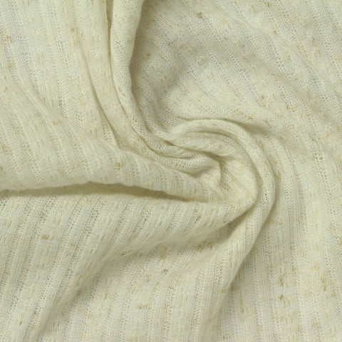 Cream Marl Rib Knit, Poly-Linen