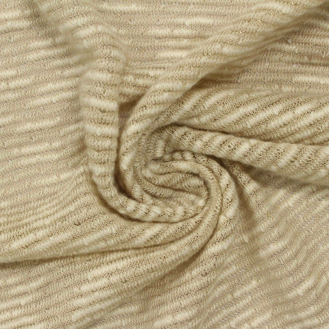Light Beige Horizontal-Stripe Chunky Knit, Poly-Cotton