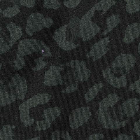 Dark Green Leopard Jersey Knit, Polyester