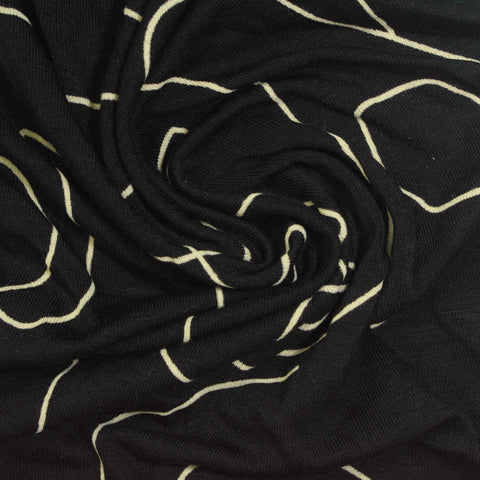 Black Abstract-Line Knit, Viscose