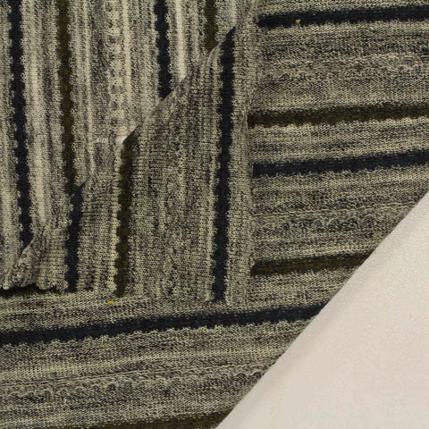 Dark Green Stripes Jersey Knit, Cotton-Poly, 109 gsm