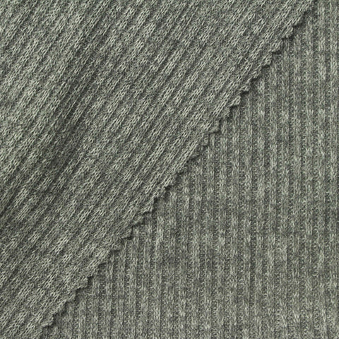Heather Grey Marl Rib Knit, Poly-Viscose, 230 gsm