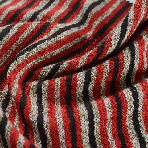 Red Horizontal-Stripe Chunky Knit, Cotton-Poly