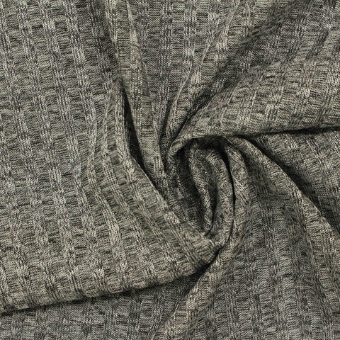 Heather Grey Marl Rib Knit, Polyester, 185 gsm