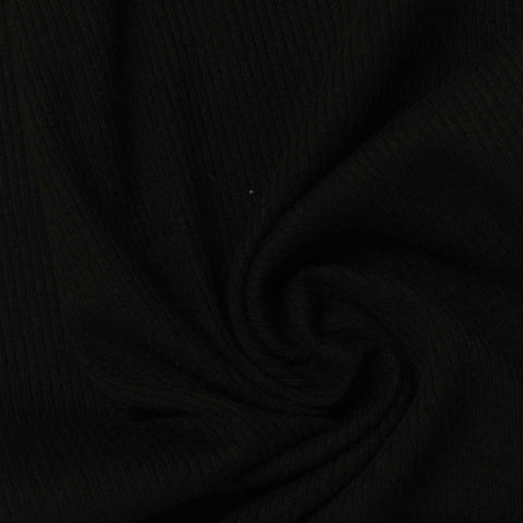 Cotton Polyester Rib Knit Fabric, 240 gsm, 160 cm — Black
