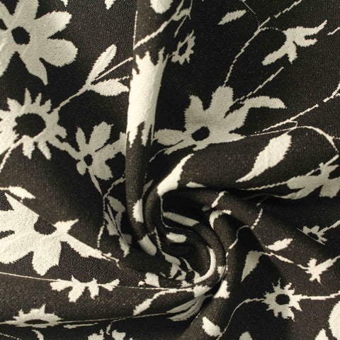 White Floral Scuba Knit, Polyester, 245 gsm
