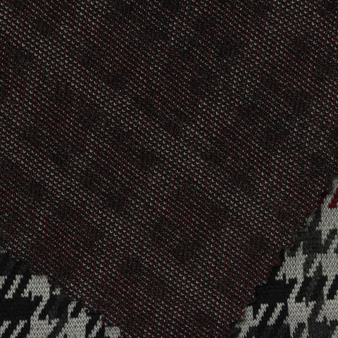 Black Houndstooth Interlock Knit, Polyester, 320 gsm, 170 cm
