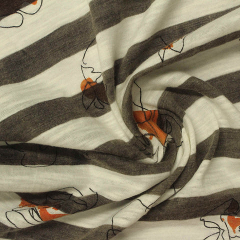 Black Floral Knit, Cotton, 135 gsm