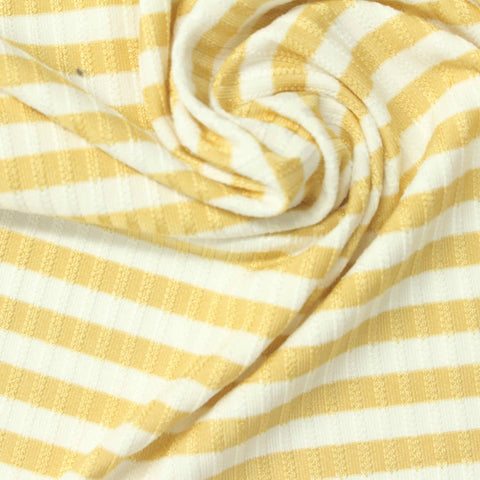 Yellow Stripes Rib Knit, Polyester