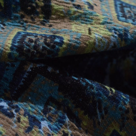Blue Abstract Jacquard, Cotton-Poly