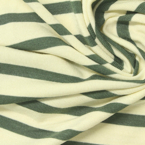 Cream Horizontal-Stripe Knit, Viscose, 190 gsm