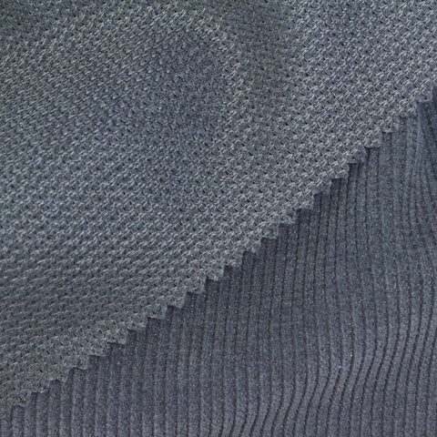 Dark Grey Vertical-Stripe Knit, Polyester, 280 gsm