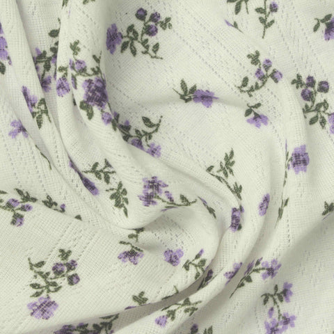 Purple Flowers Pointelle Knit, Polyester