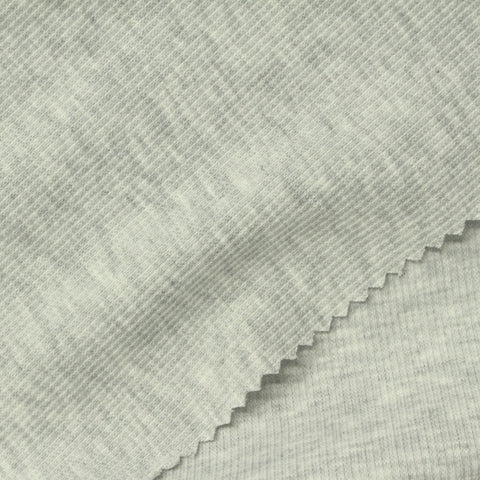 Light Grey Marl Rib Knit, Poly-Cotton, 320 gsm