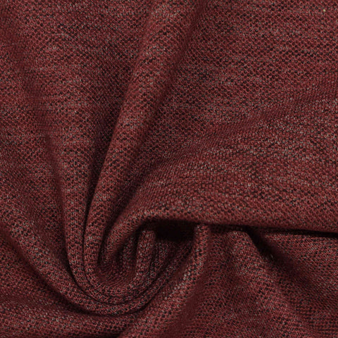 Heathered Burgundy Marl Piqué Knit, Poly-Viscose