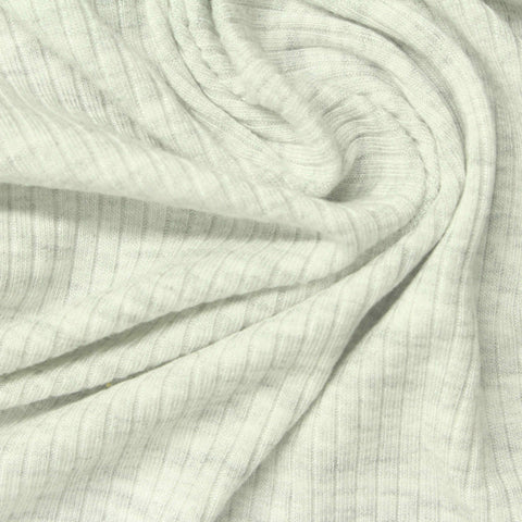 Light Grey Marl Rib Knit, Viscose, 215 gsm
