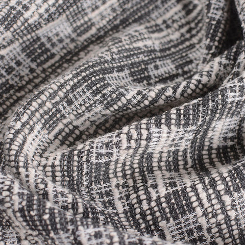 Dark Grey Geometric Interlock Knit, Poly-Cotton