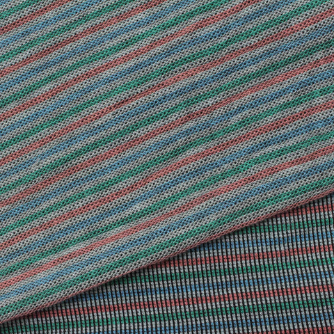 Multi Horizontal-Stripe Jersey Knit, Cotton-Poly