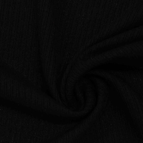 Viscose Polyester Rib Knit Fabric, 270 gsm, 150 cm — Black