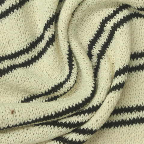 Black Horizontal-Stripe Chunky Knit, Cotton-Poly, 330 gsm